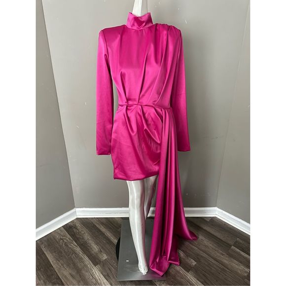 Michael Costello Collection Robbie Draped Minidress US 10 $675 - Picture 6 of 12